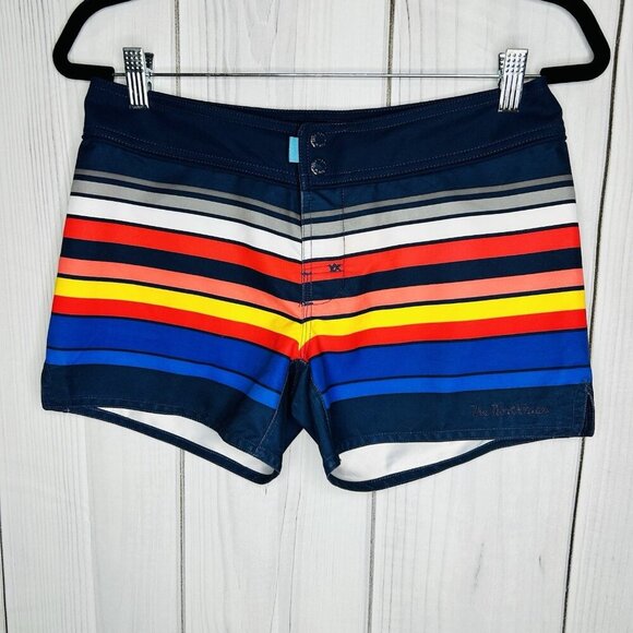 THE NORTH FACE Womens 4" Board Shorts Sz 2 Swimsuit Striped Multicolor Polyester - Picture 1 of 7